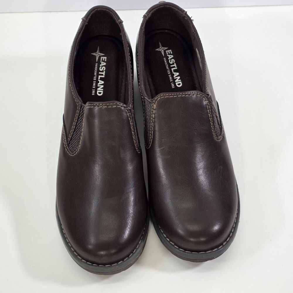 Eastland Brooke Womens Slip On Clogs Brown Comfort Workwear Casual Shoes Size 9